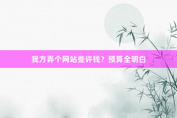 我方弄个网站些许钱？预算全明白